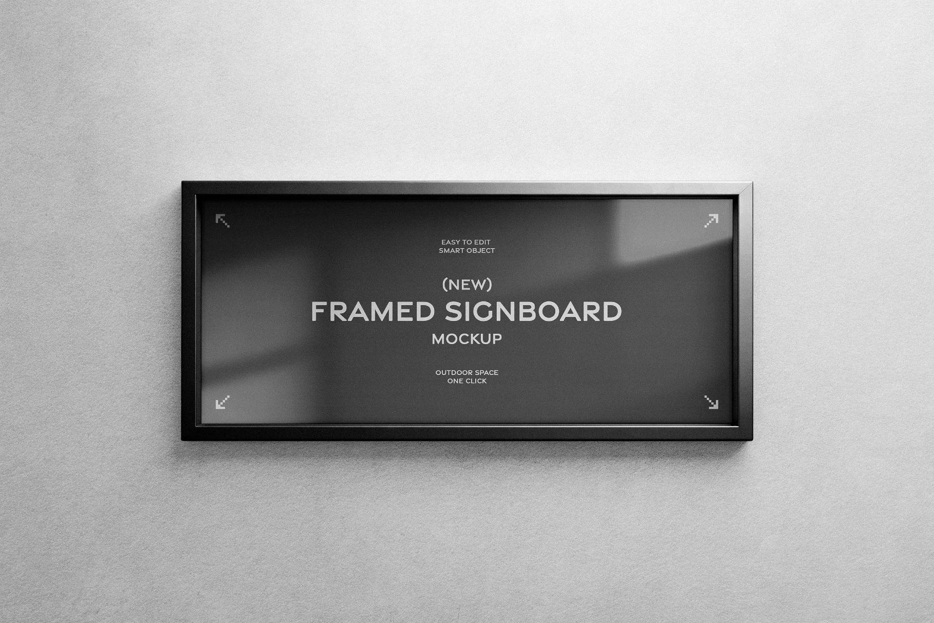 Horizontal Wall Signboard Frame Mockup