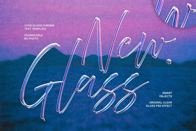 Clear Vivid Glass Chrome Text Effect