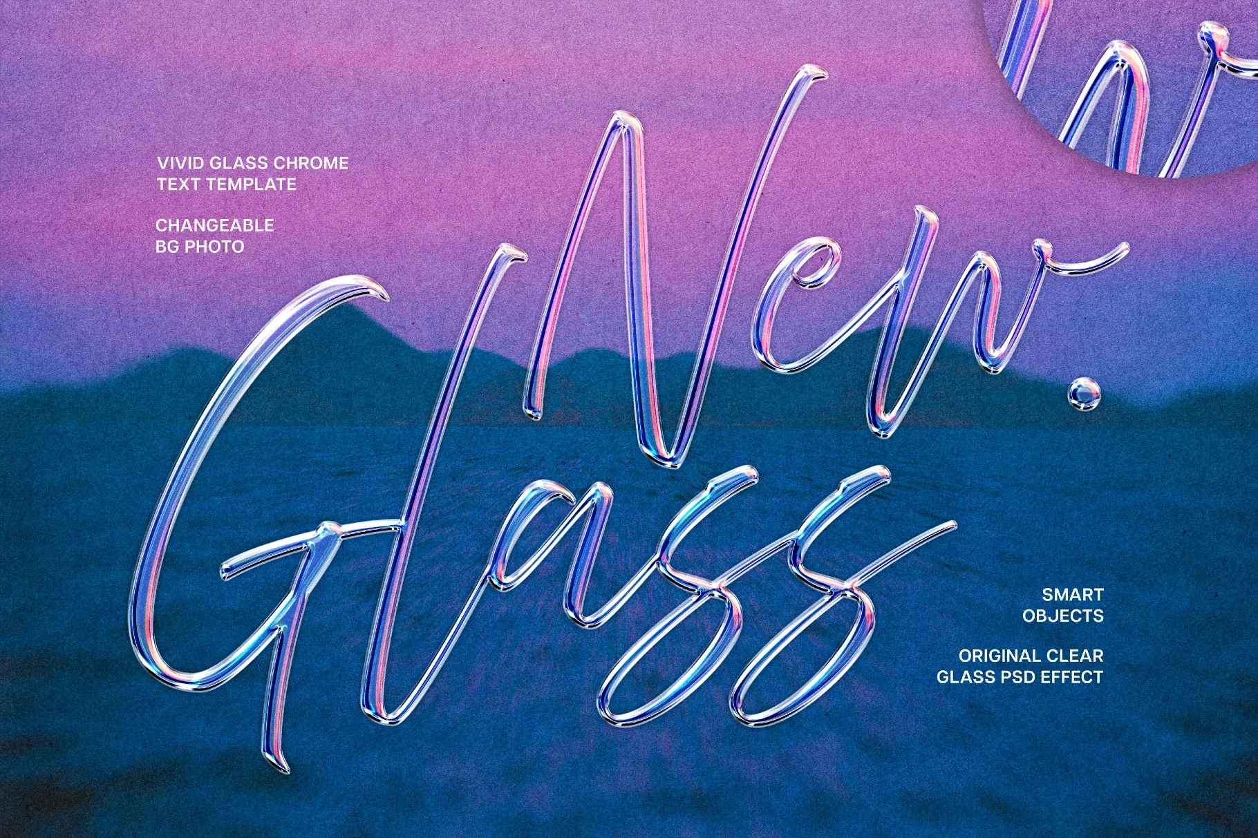 Clear Vivid Glass Chrome Text Effect