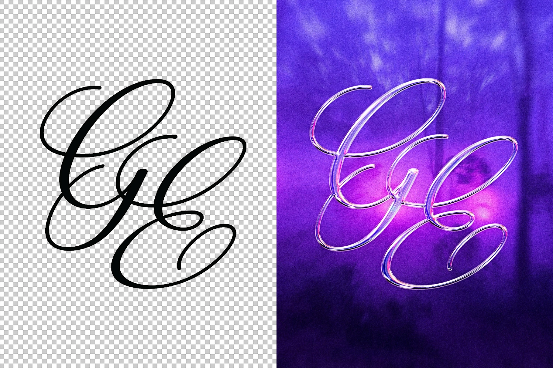 Clear Vivid Glass Chrome Text Effect