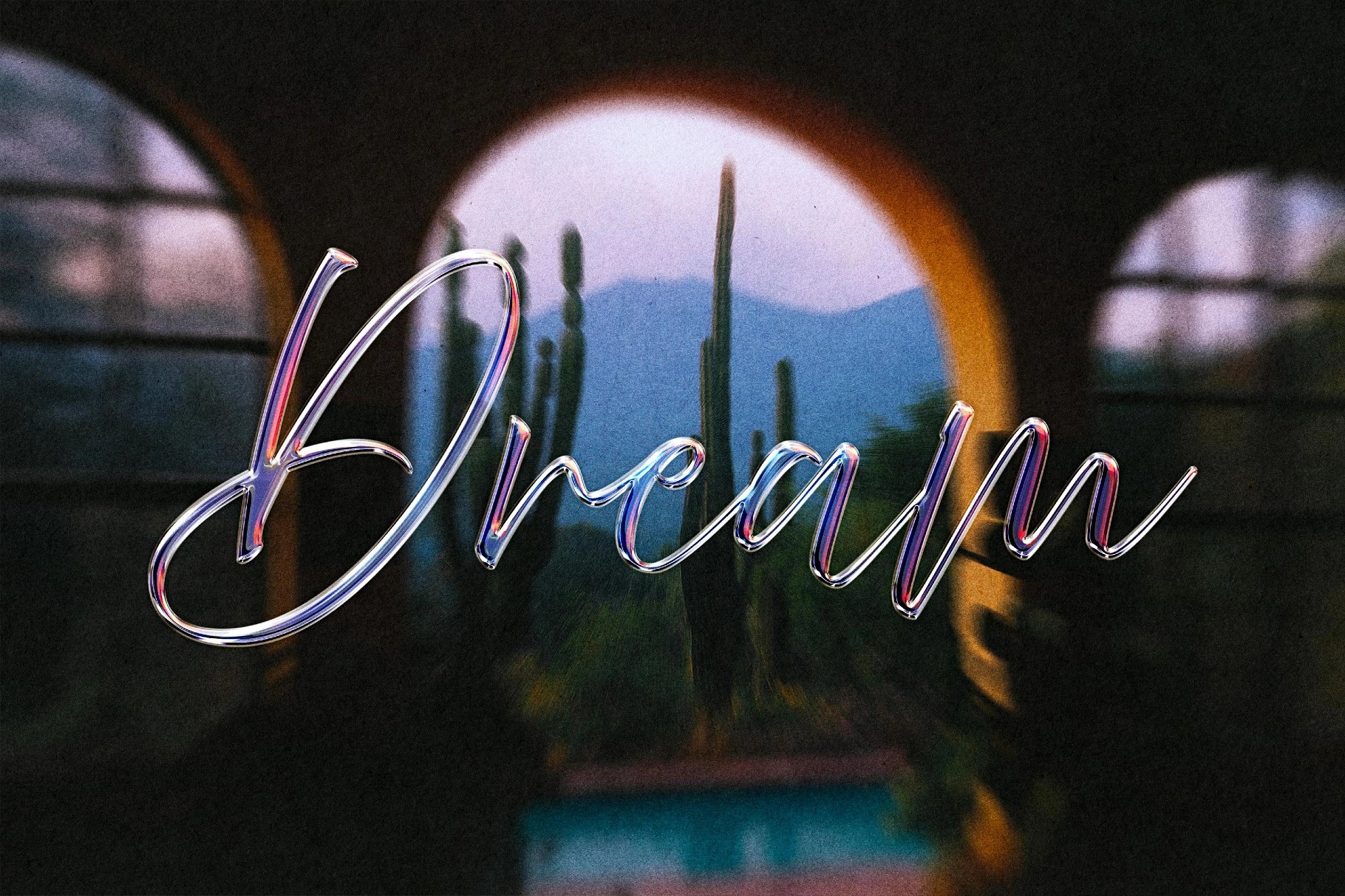 Clear Vivid Glass Chrome Text Effect