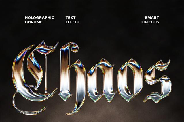 Holographic Chrome Text Effect
