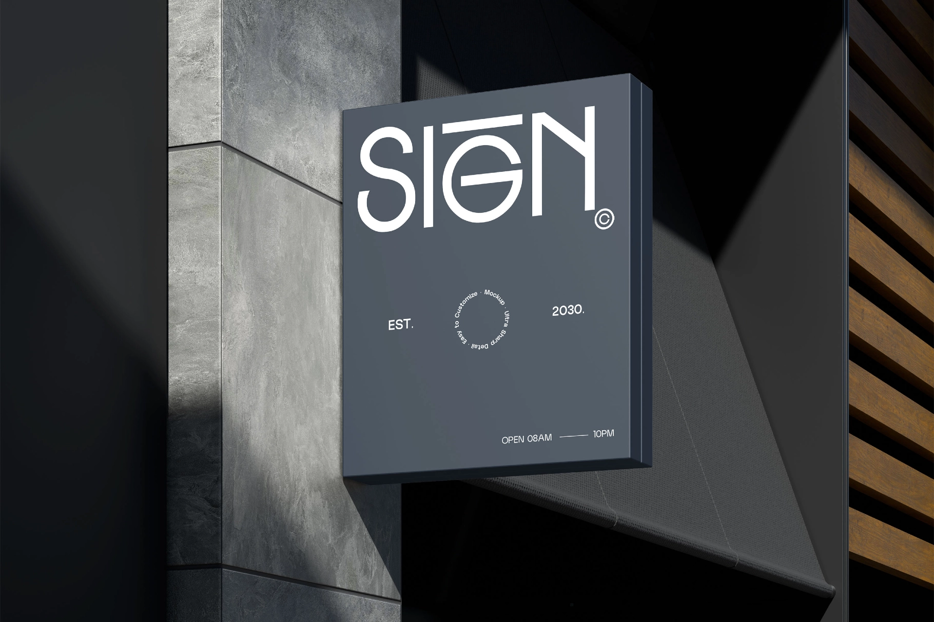 Outdoor Square Hanging Signboard Mockup