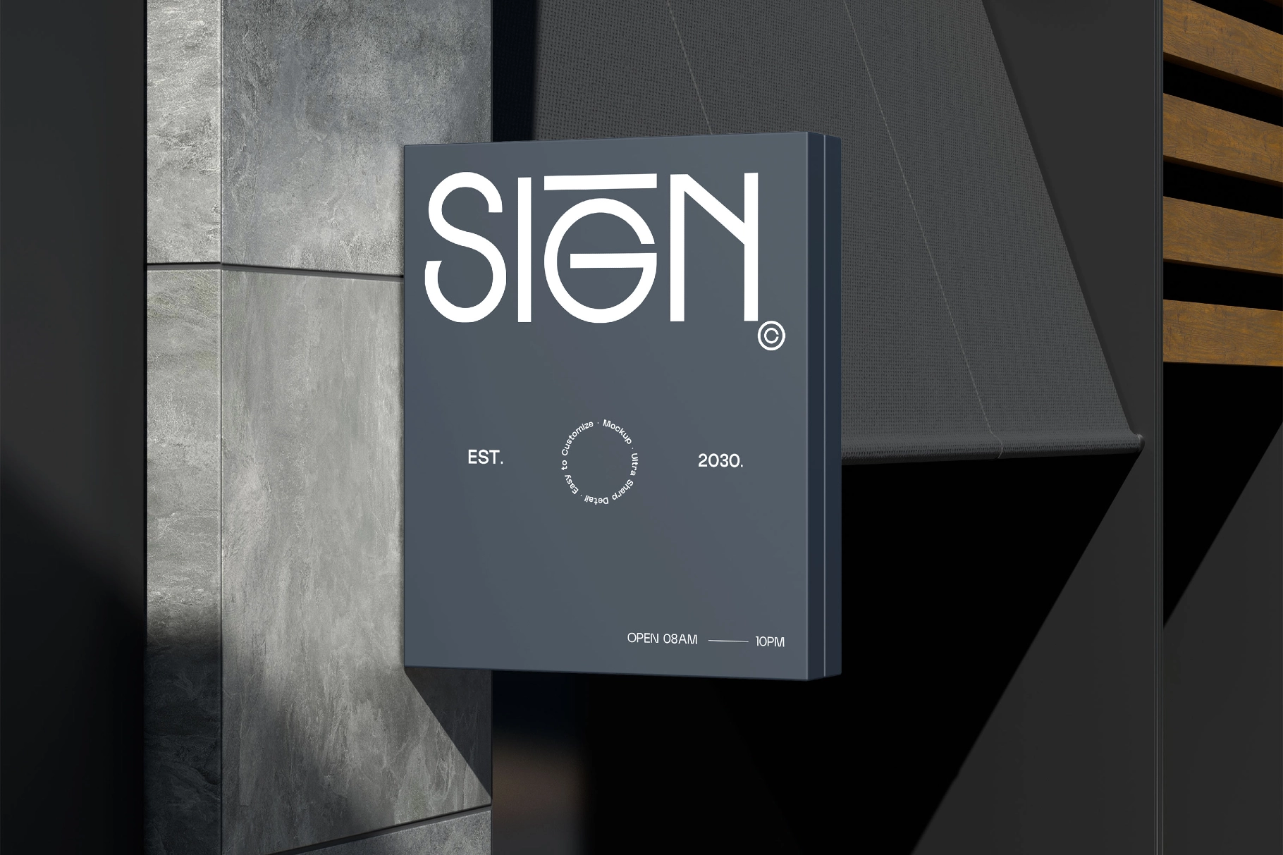 Outdoor Square Hanging Signboard Mockup