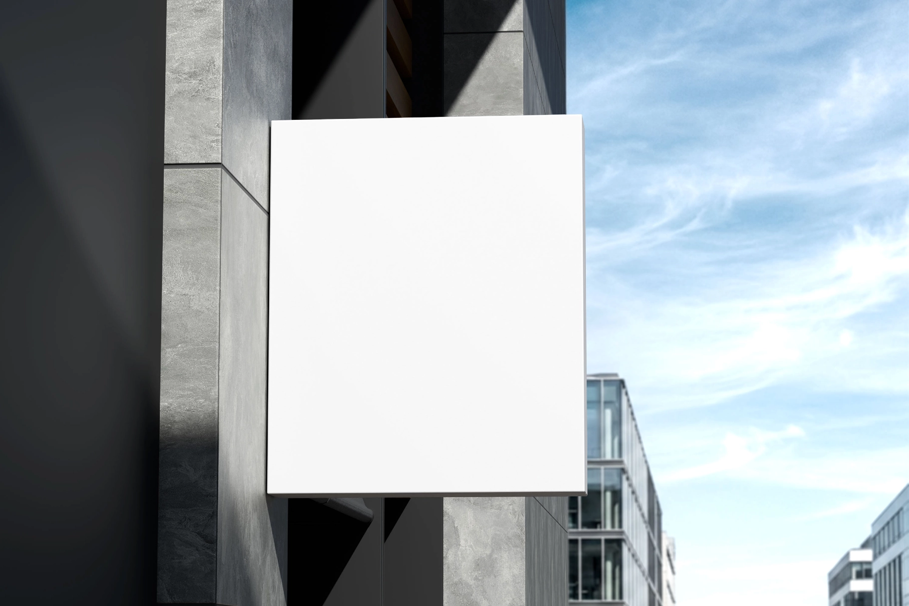 Outdoor Square Hanging Signboard Mockup