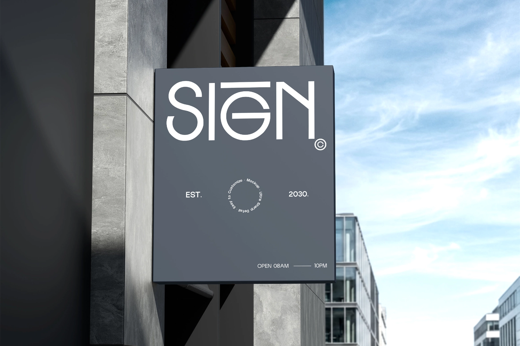 Outdoor Square Hanging Signboard Mockup