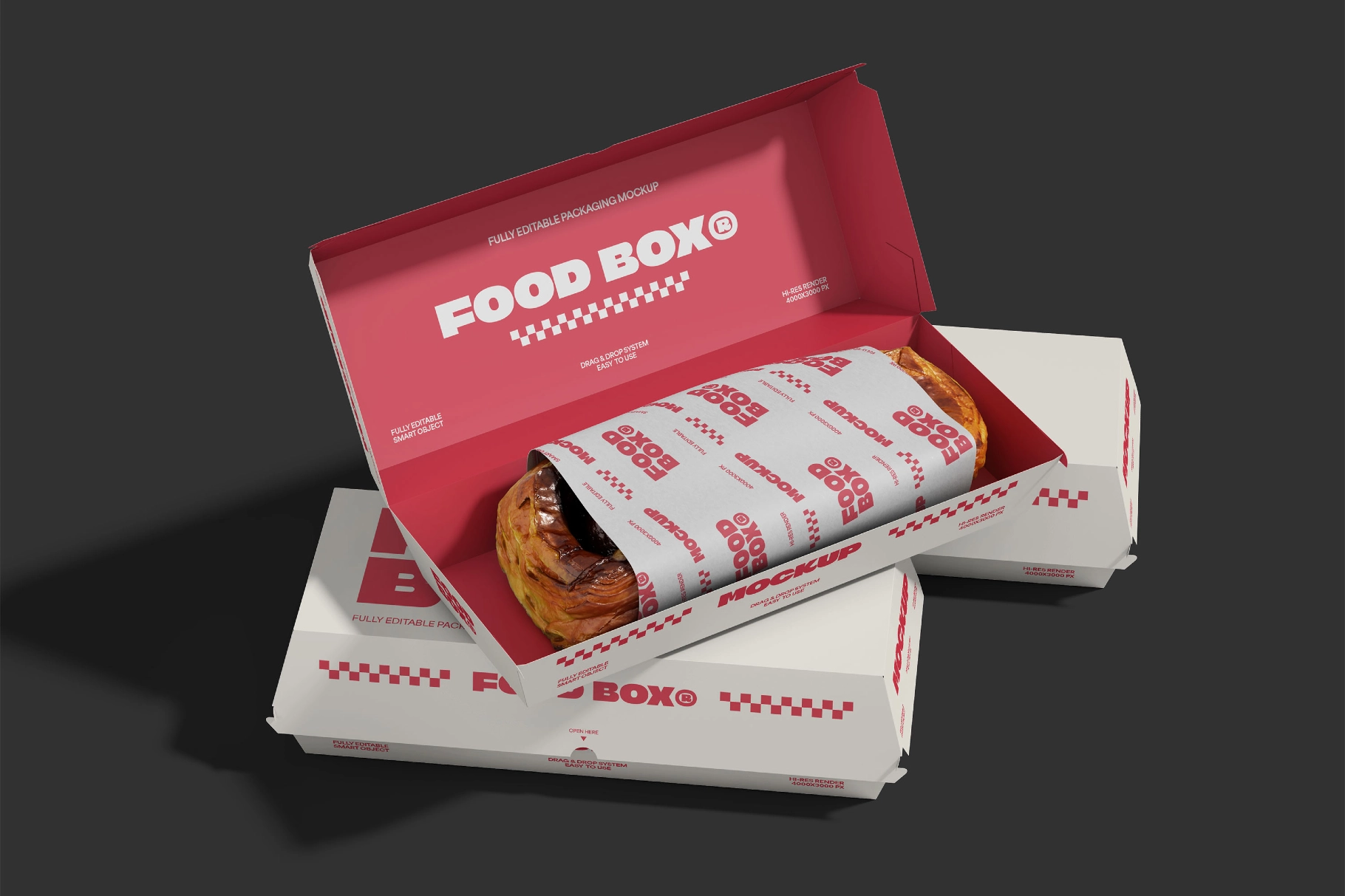 Takeaway Fast Food Packaging Box Mockup