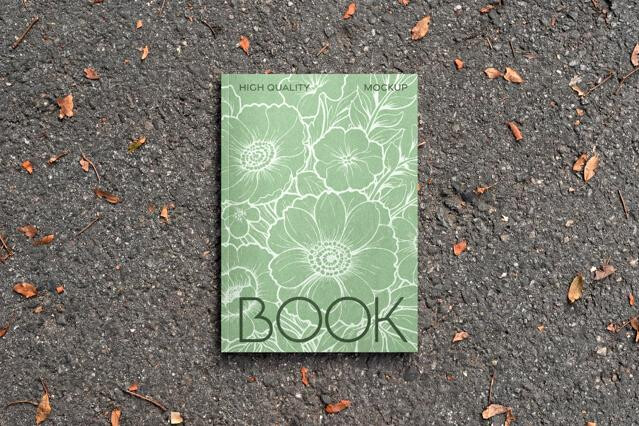 Hardcover Book Mockup on Asphalt Surface