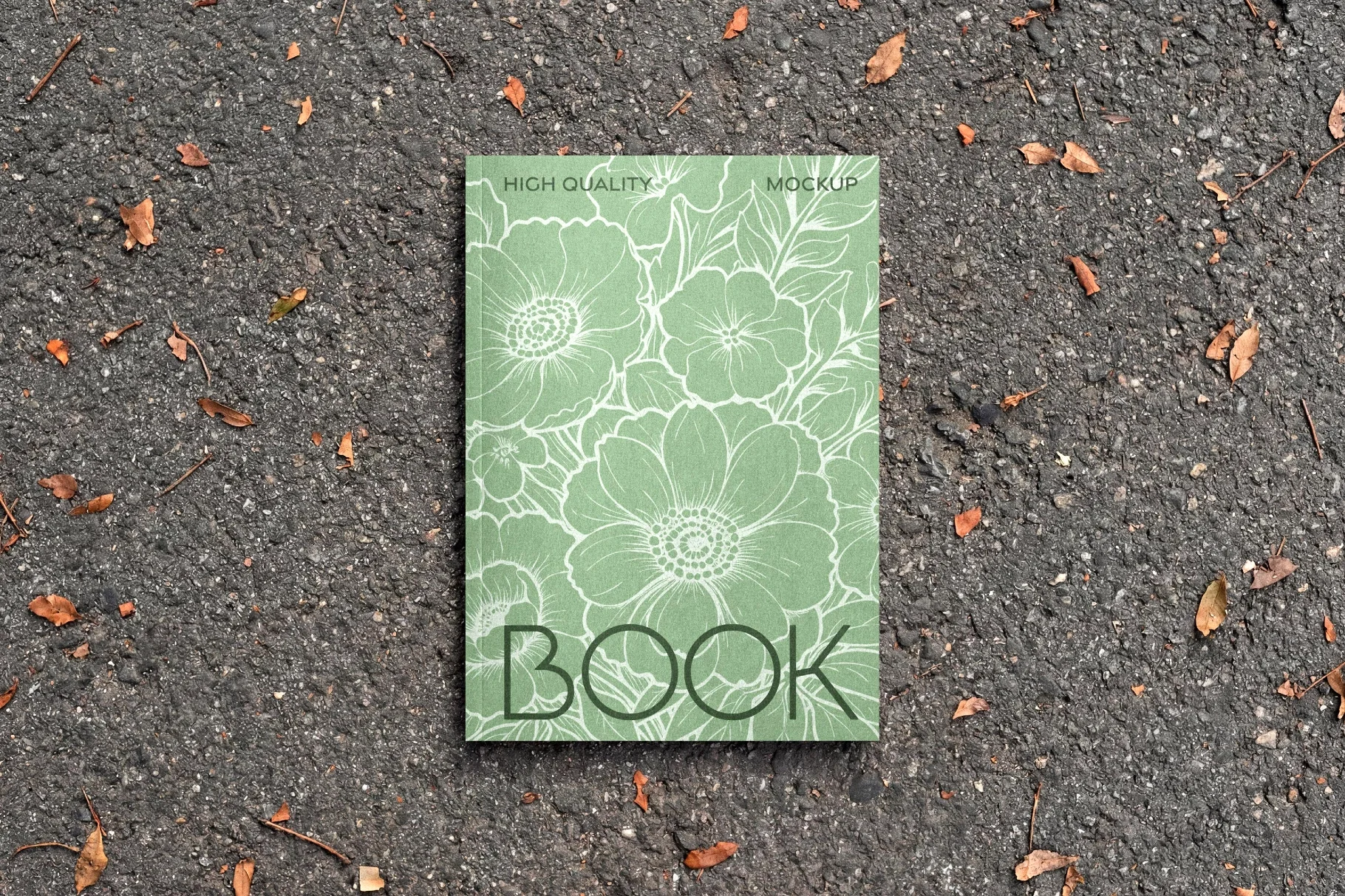 Hardcover Book Mockup on Asphalt Surface