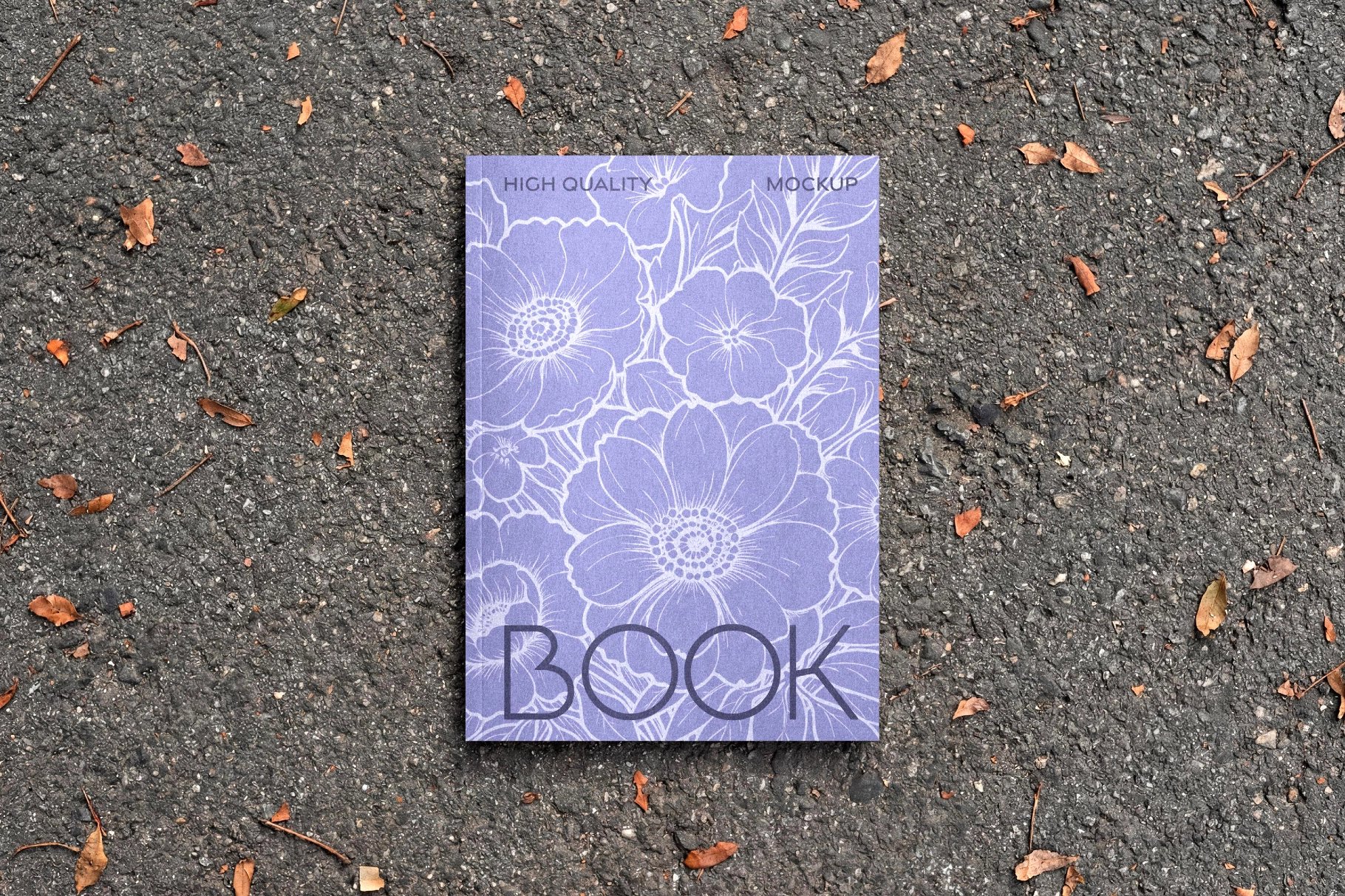 Hardcover Book Mockup on Asphalt Surface