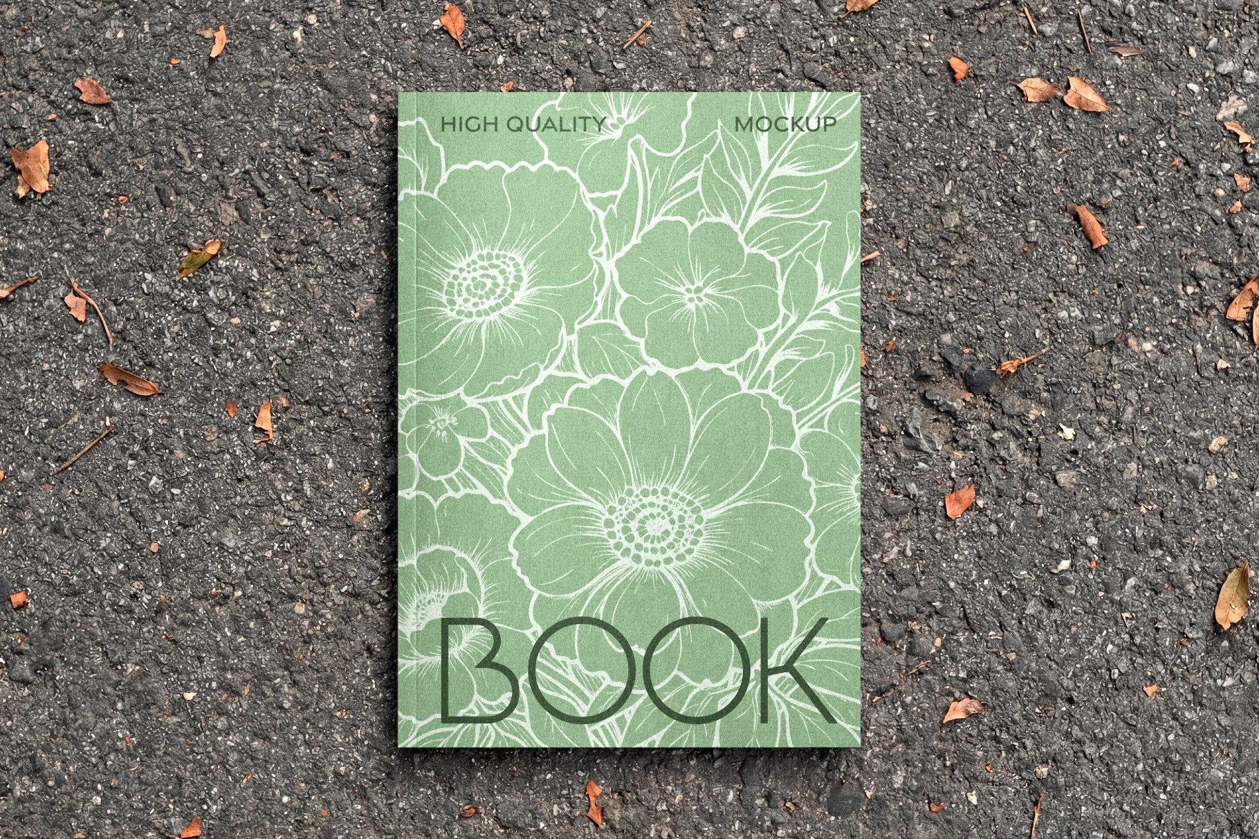 Hardcover Book Mockup on Asphalt Surface