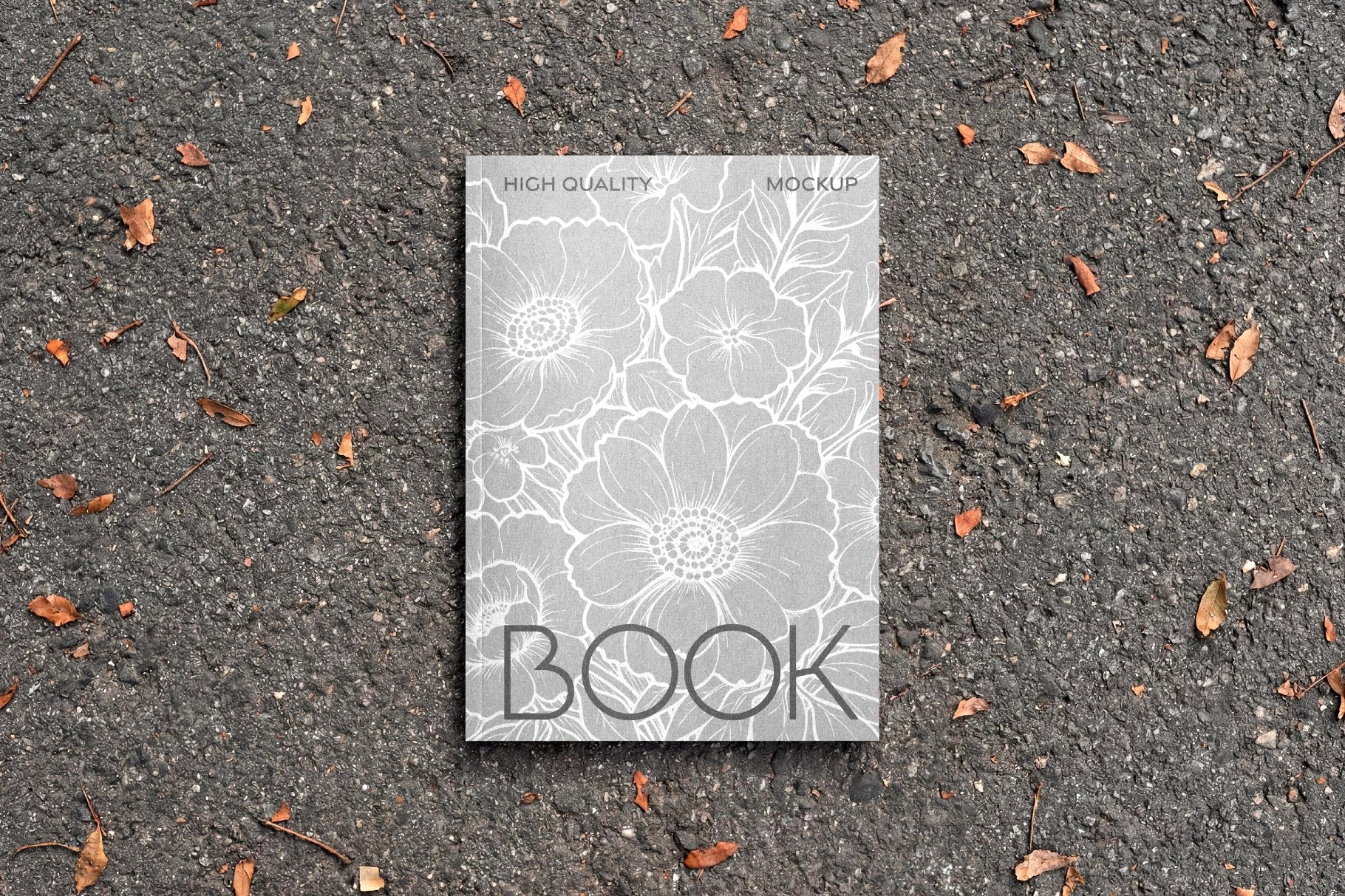 Hardcover Book Mockup on Asphalt Surface