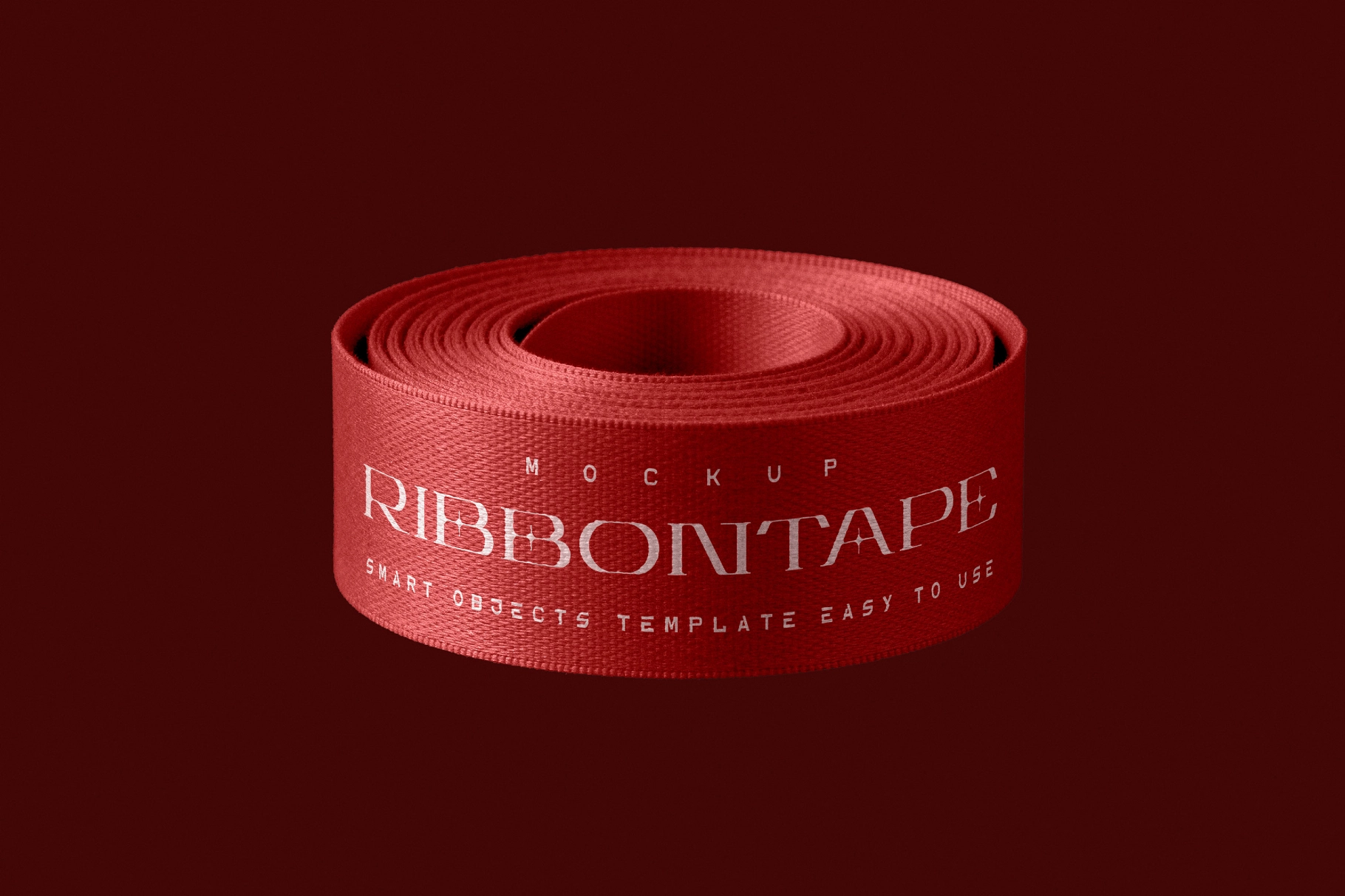 Textile Ribbon Mockup with Curved Print