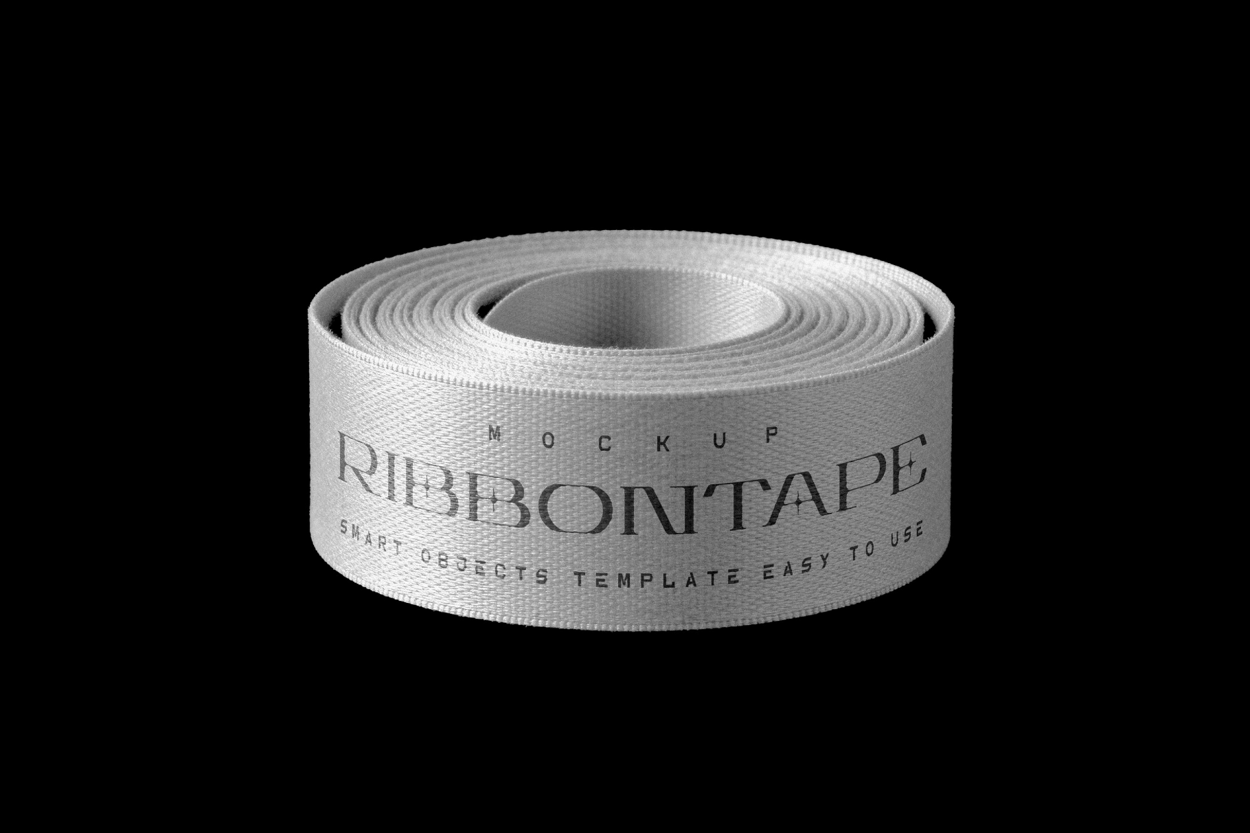 Textile Ribbon Mockup with Curved Print