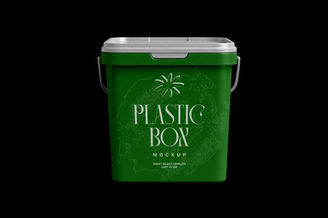 Plastic Box Mockup with Handle and Lid