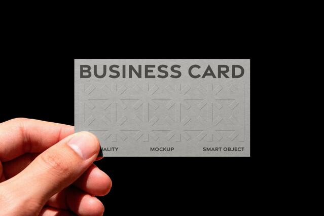 Embossed Business Card Mockup in Hand