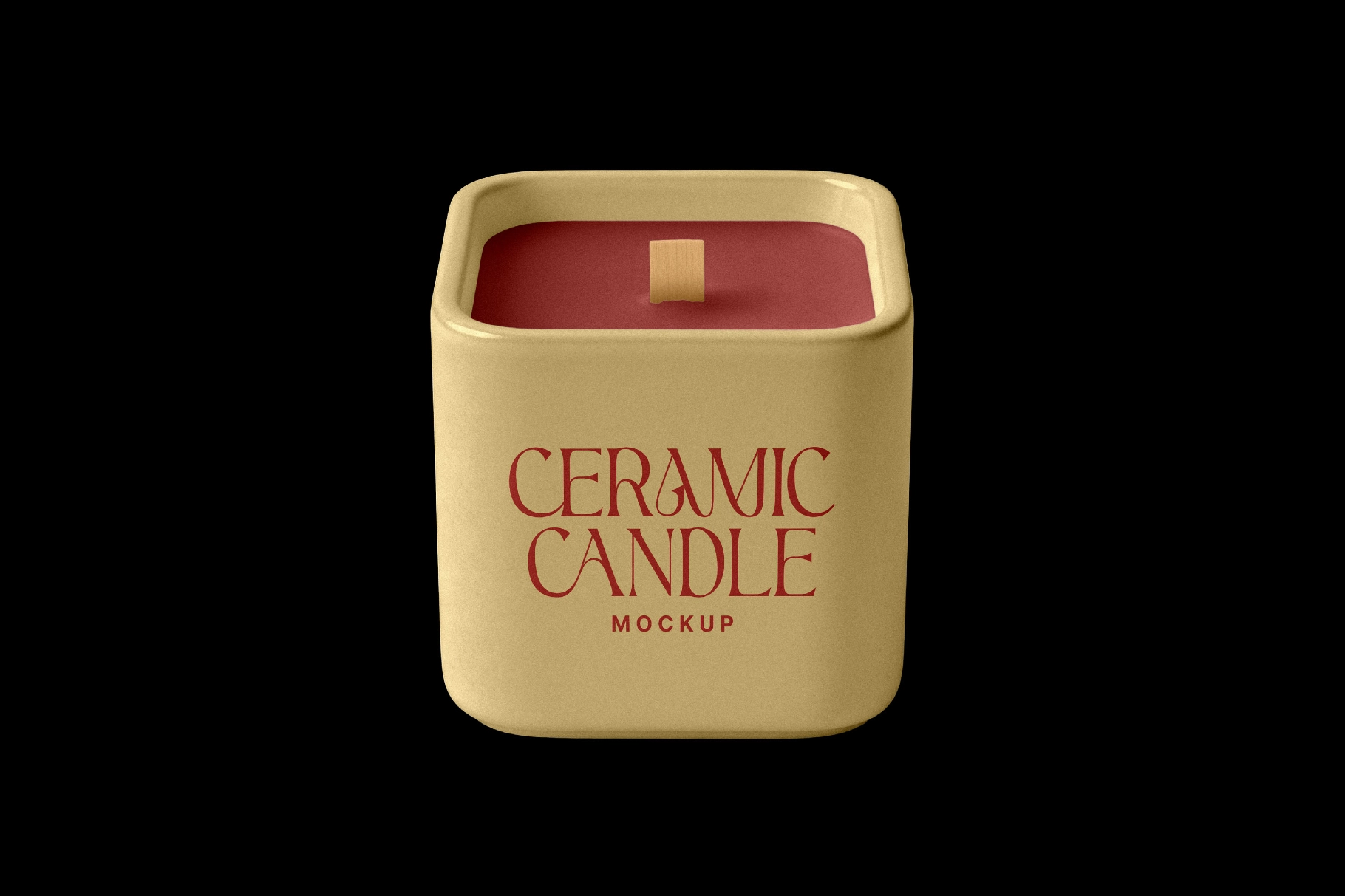 Ceramic Candle Mockup with Square Holder