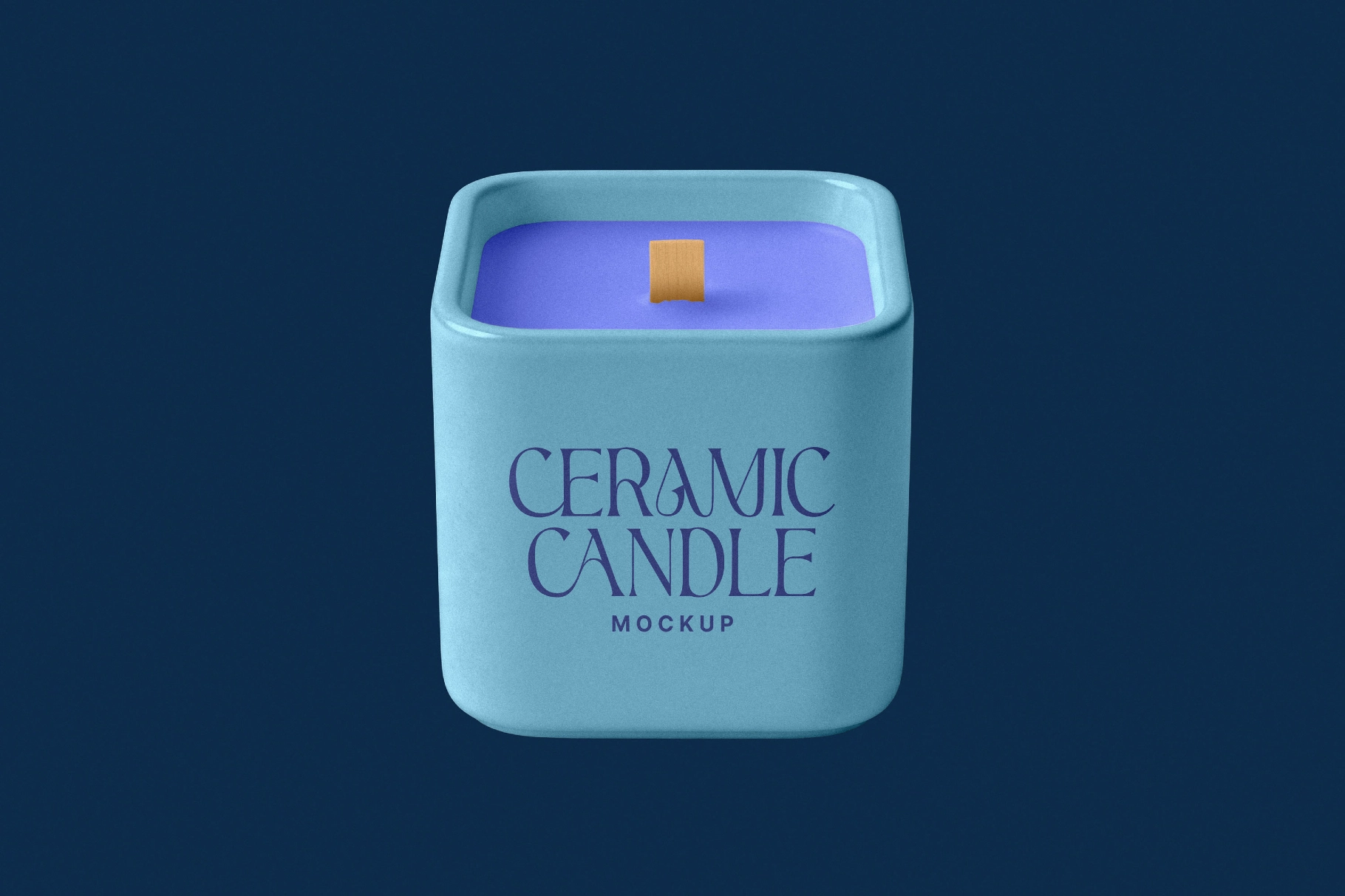 Ceramic Candle Mockup with Square Holder