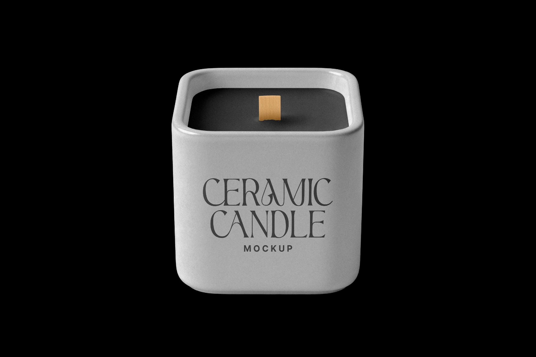 Ceramic Candle Mockup with Square Holder