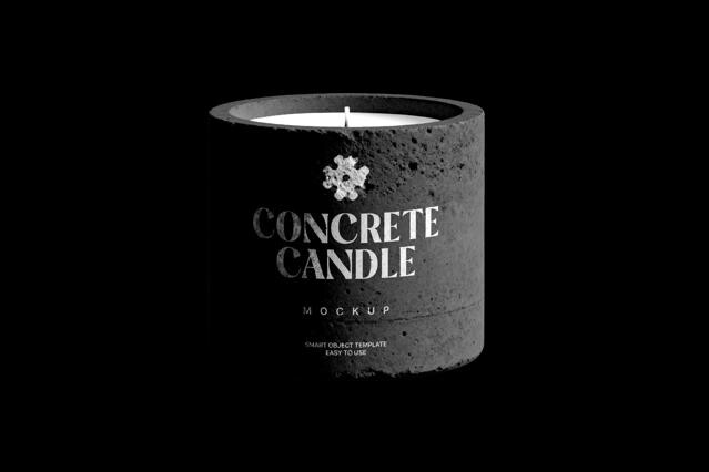 Concrete Candle Mockup with Wick