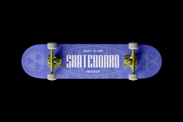 Skateboard Mockup with Wheels