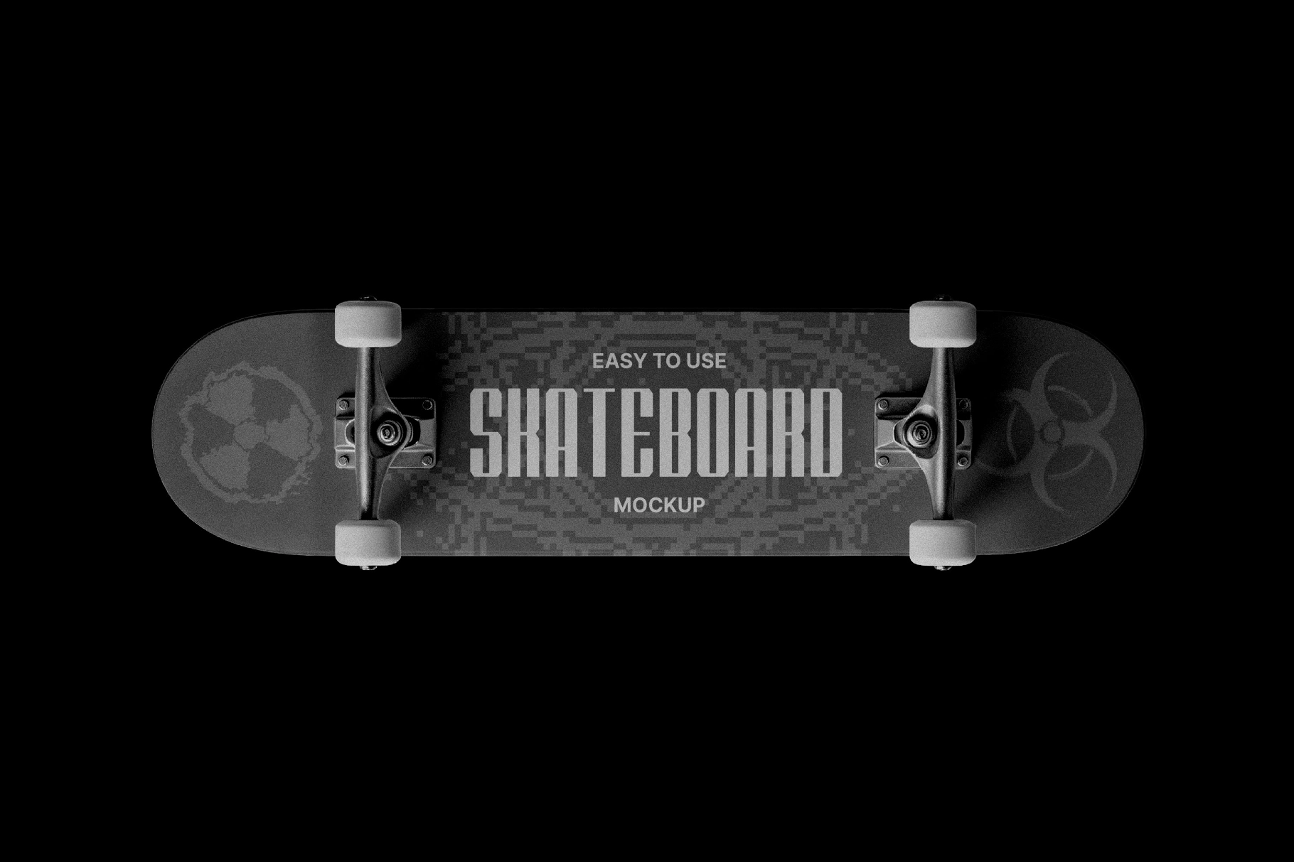 Skateboard Mockup with Wheels