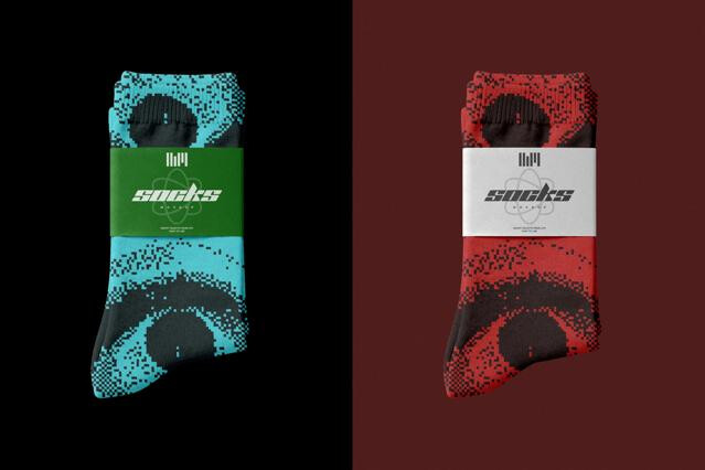 Sock Package Mockup with Paper Band