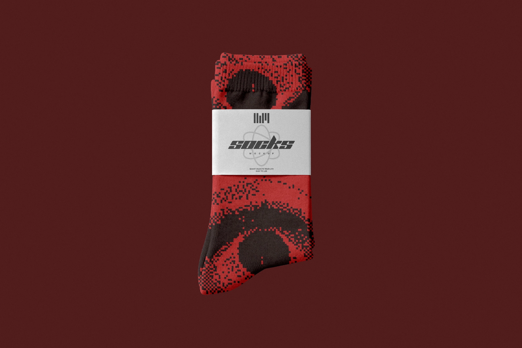 Sock Package Mockup with Paper Band