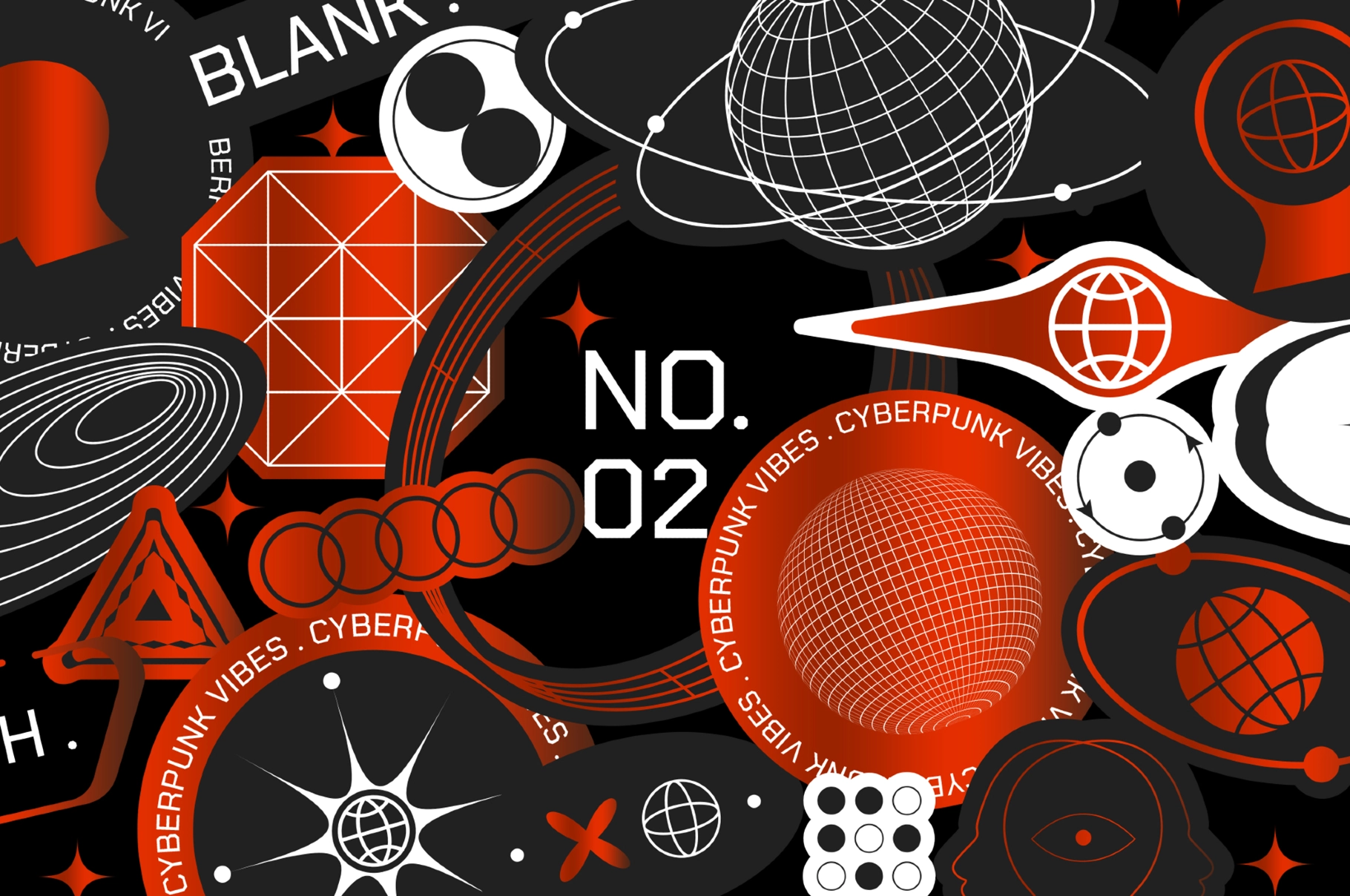 20 Y2K Hologram Sticker Set