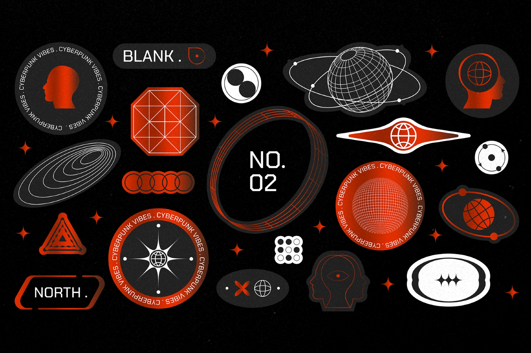 20 Y2K Hologram Sticker Set