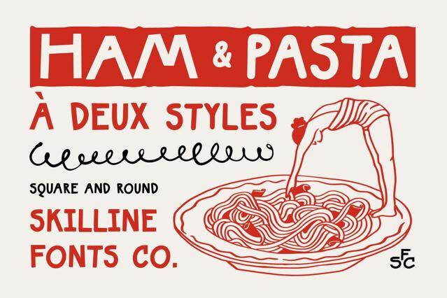 SFC Ham & Pasta - Hand Drawn Food Font
