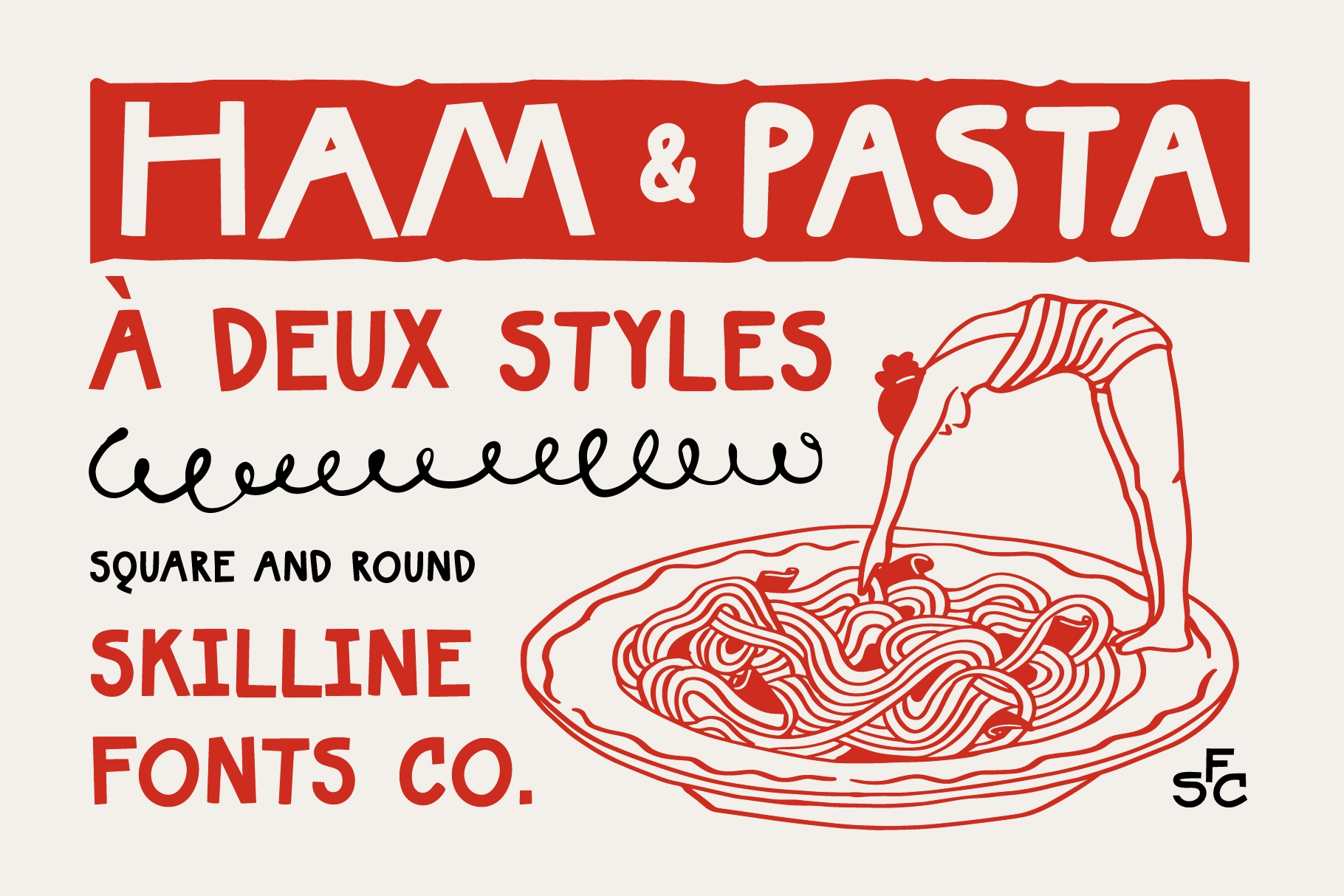 SFC Ham & Pasta - Hand Drawn Food Font