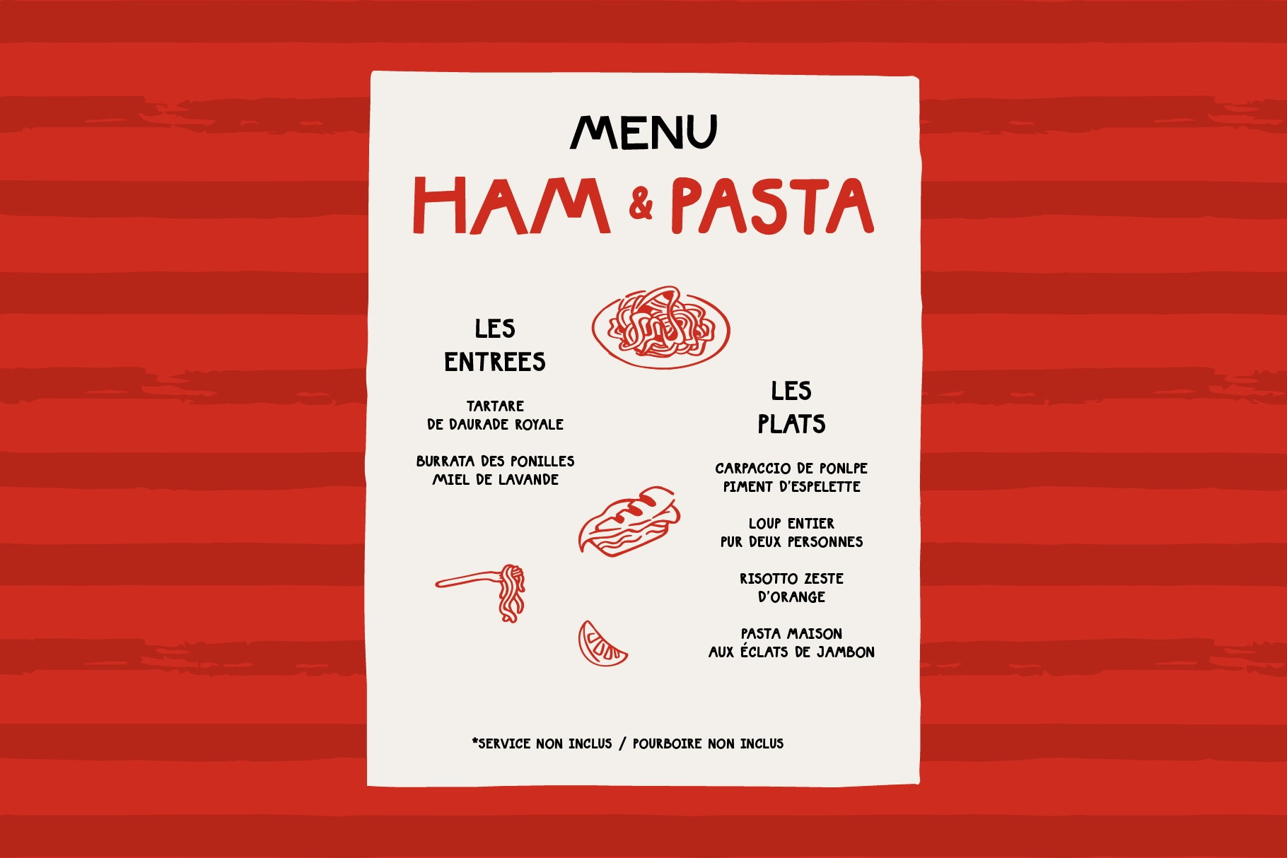 SFC Ham & Pasta - Hand Drawn Food Font