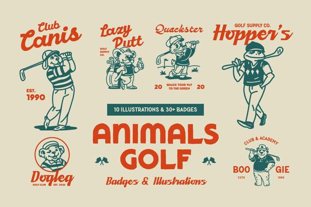 Retro Golf Club Mascot Bundle