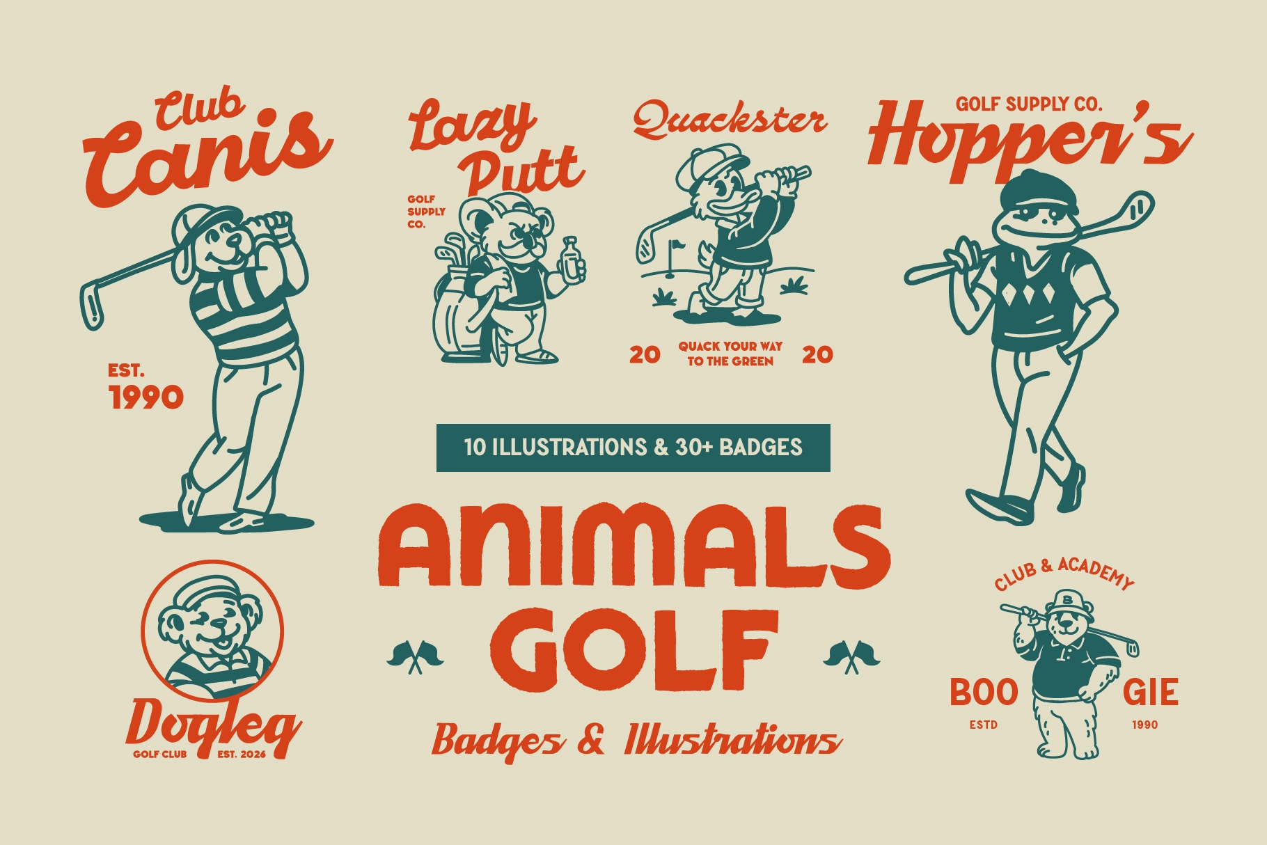 Retro Golf Club Mascot Bundle