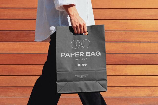 Paper Bag Mockup with Die-Cut Handle