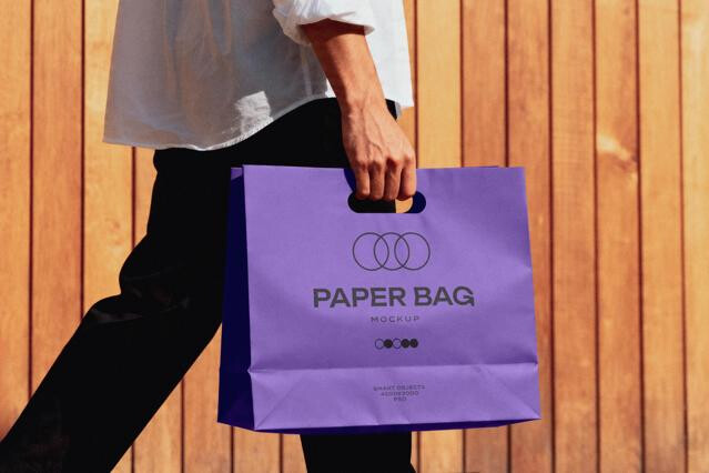 Wide Paper Bag Mockup