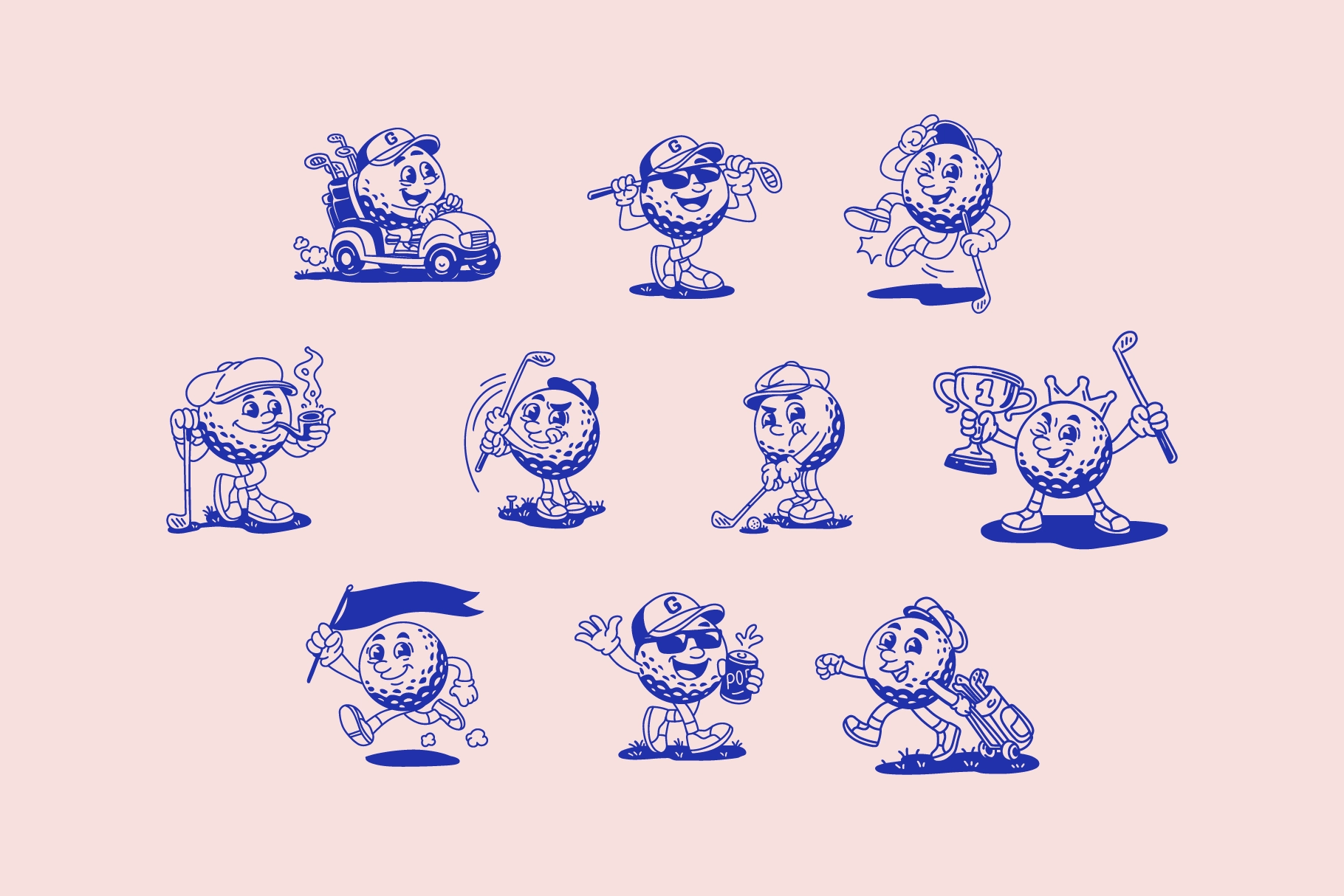 Golf Cartoon Character Pack