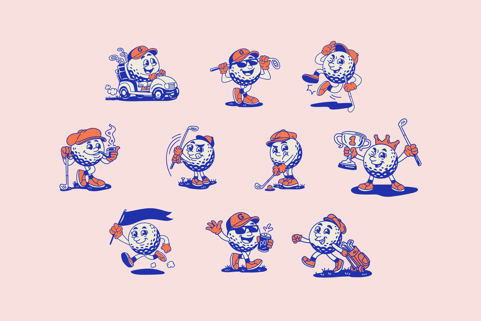 Golf Cartoon Character Pack