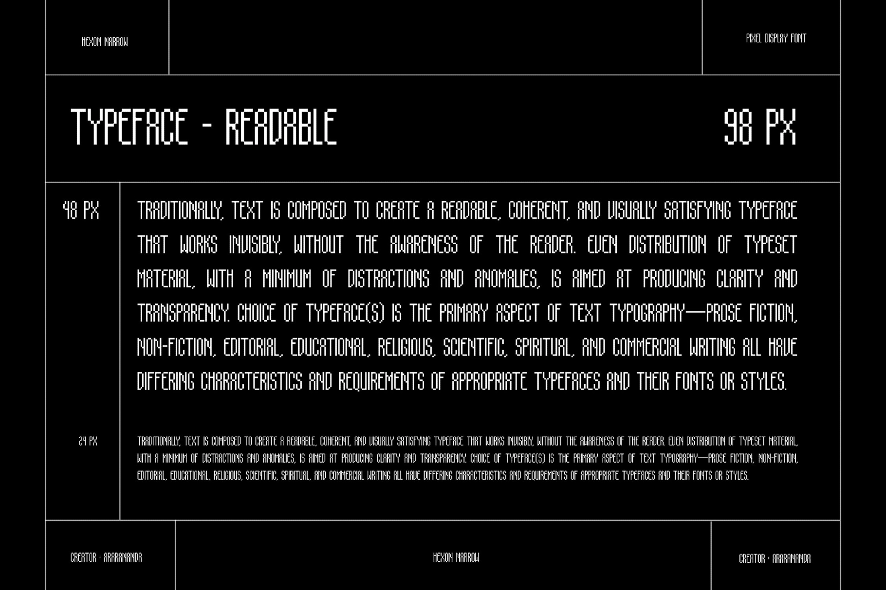 Hexon Narrow - Sci-Fi Pixel Display Font