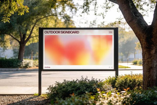 Outdoor Horizontal Signboard Mockup