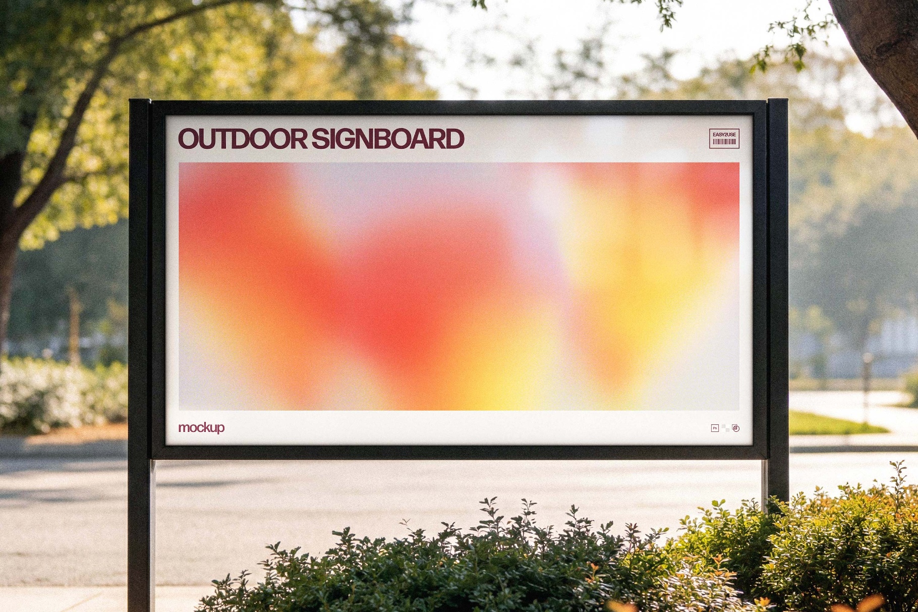 Outdoor Horizontal Signboard Mockup