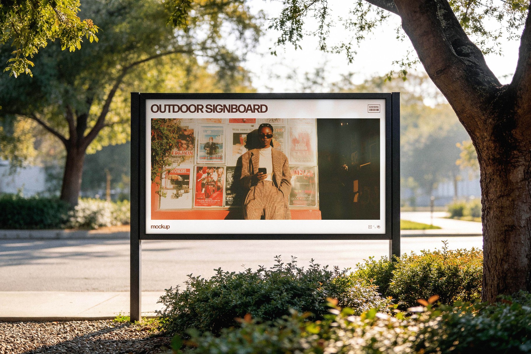 Outdoor Horizontal Signboard Mockup