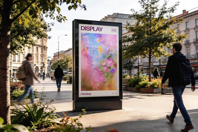 Outdoor Vertical Display Advertising Mockup