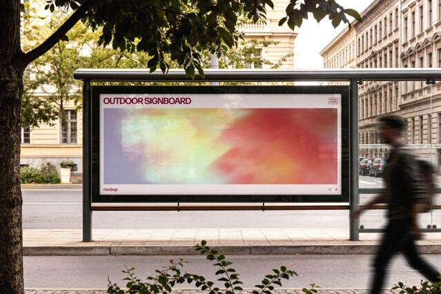 Horizontal Bus Stop Signboard Mockup