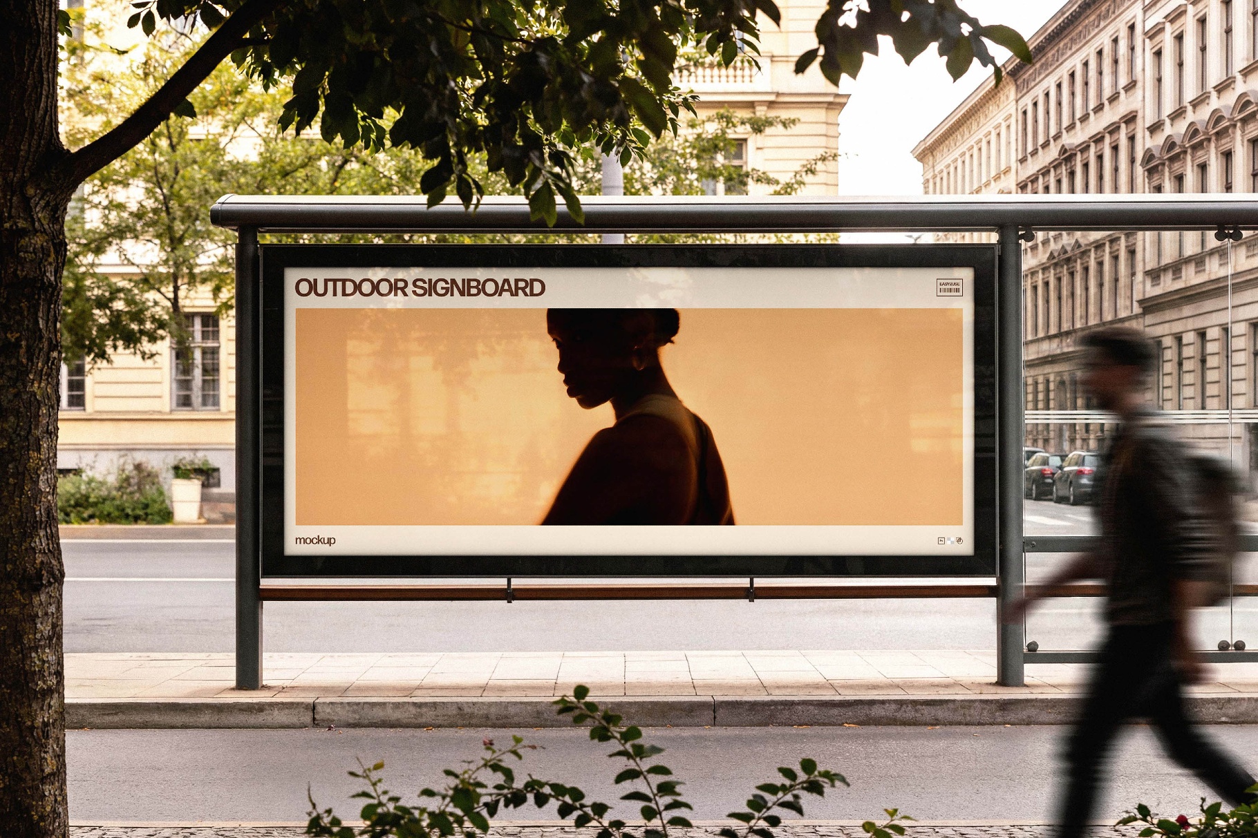 Horizontal Bus Stop Signboard Mockup