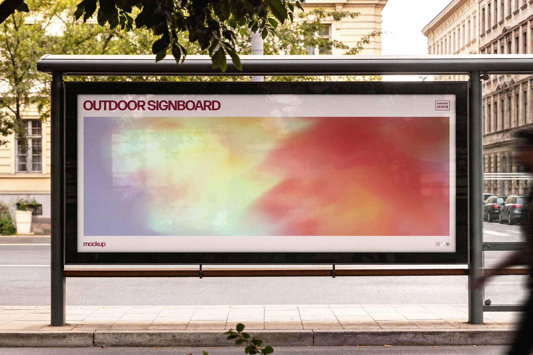 Horizontal Bus Stop Signboard Mockup