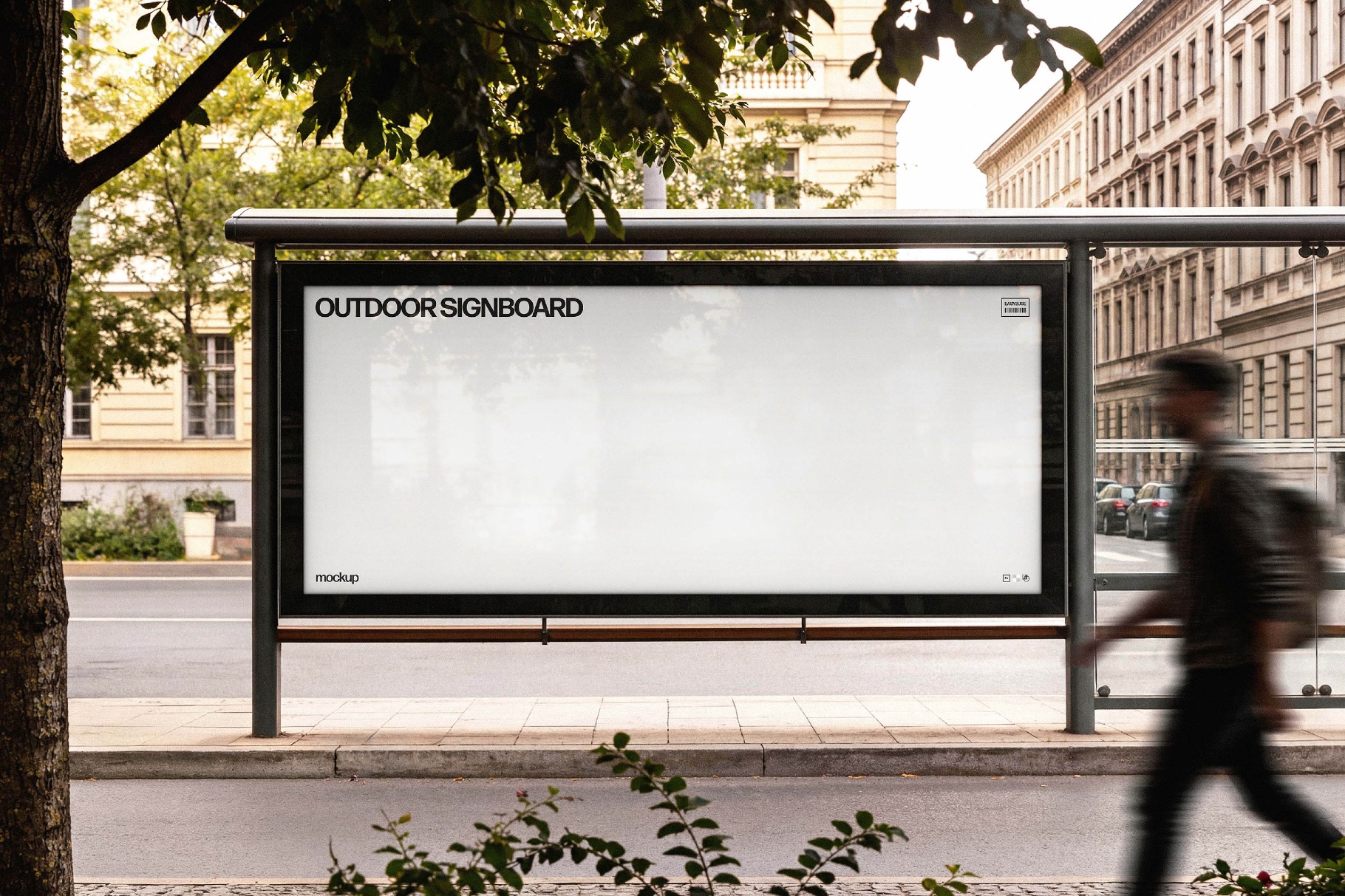 Horizontal Bus Stop Signboard Mockup