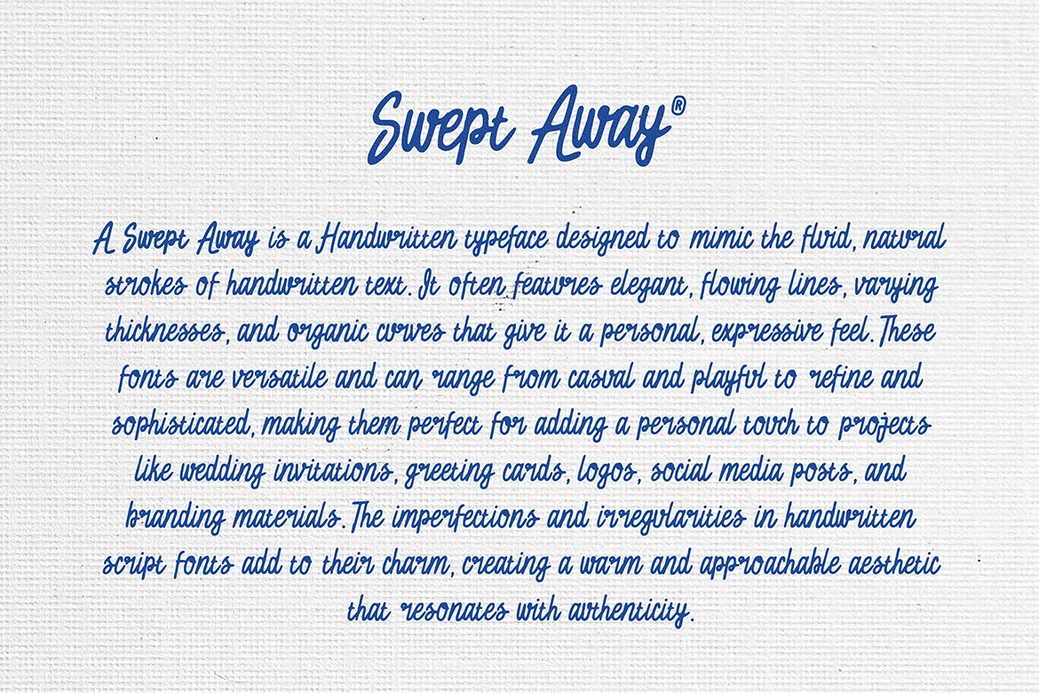 Swept Away - Handwritten Script Font
