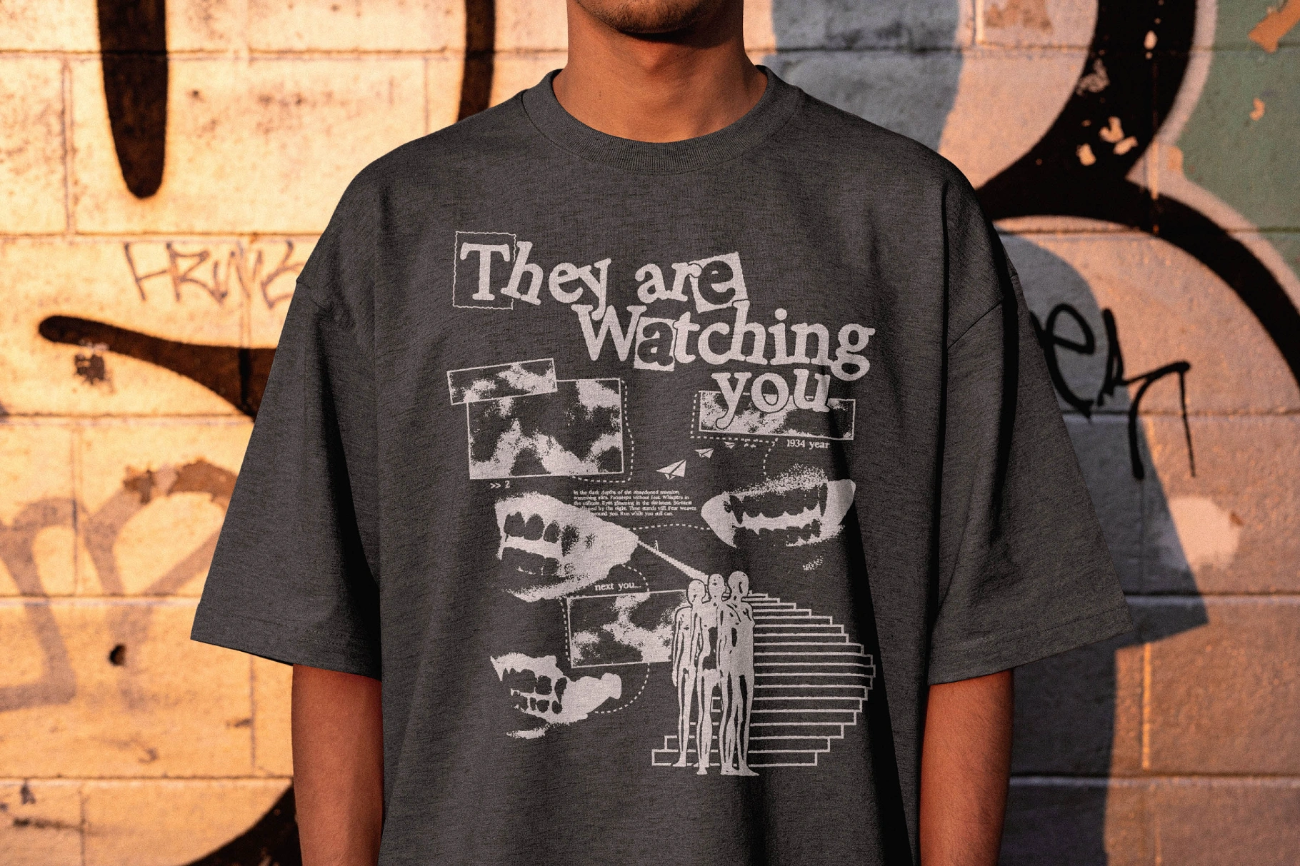 Graffiti Wall T-Shirt Mockup
